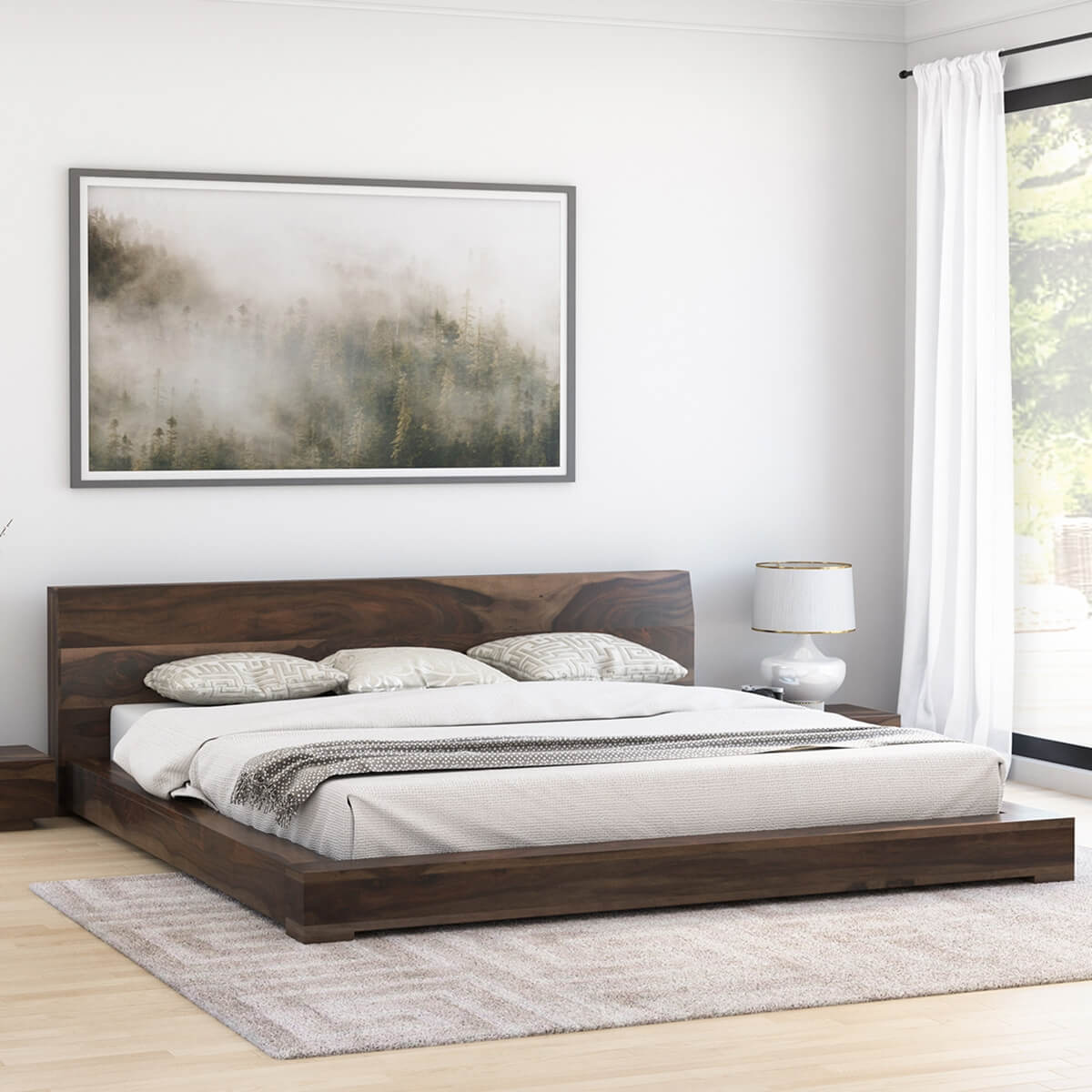 Nevada Rustic Solid Wood Low Profile Platform Bed