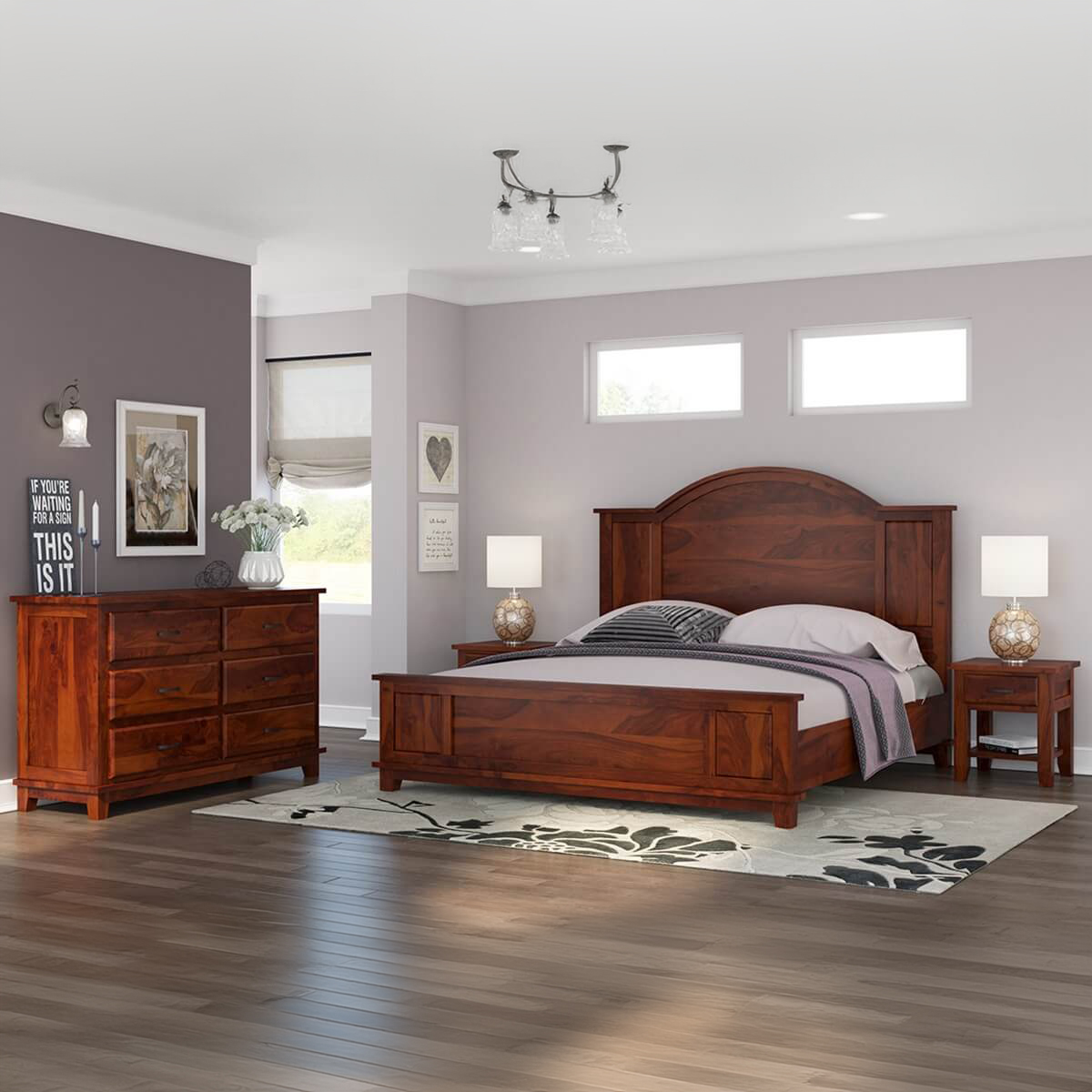 Nevada Rustic Solid Wood 4 Piece Bedroom Set
