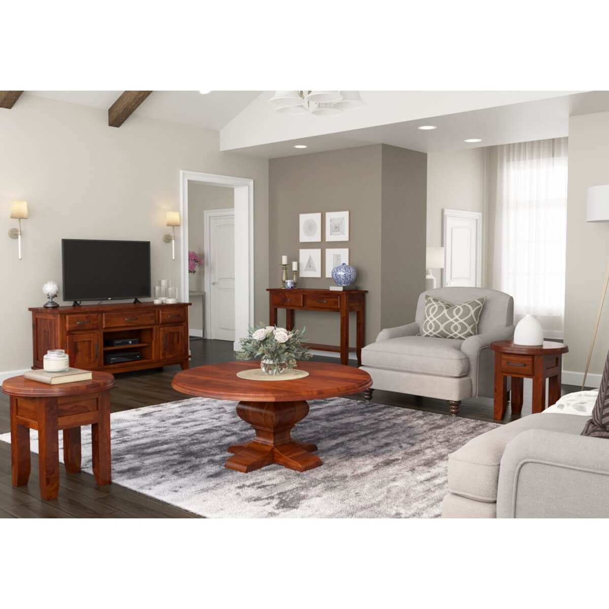 Nevada Rustic Solid Wood 5 Piece Living Room Set