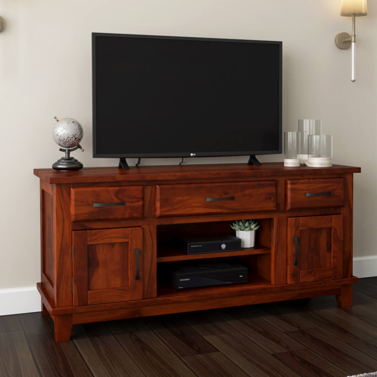 Nevada Rustic Solid Wood TV Media Console
