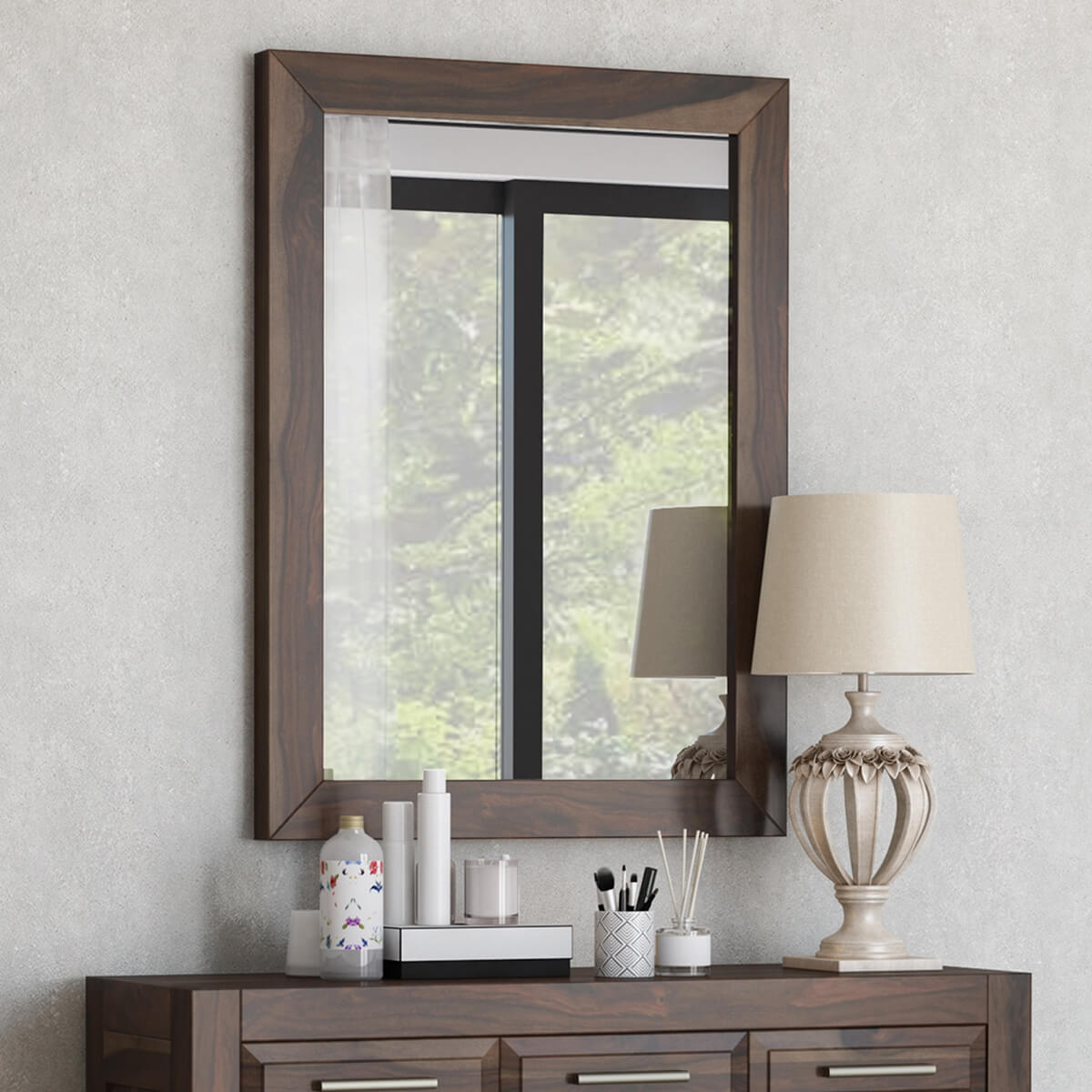 Nevada Handcrafted Solid Wood Rustic Large Fully Mirror Frame
